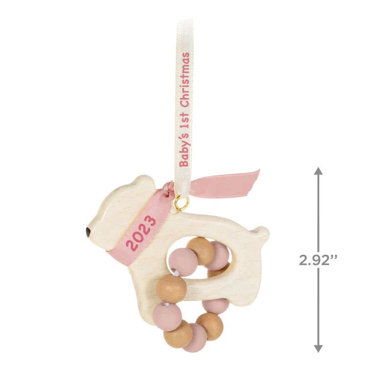 Hallmark Baby Girl's First Christmas Bear 2023 Ornament 3 Hallmark Baby Girl's First Christmas Bear 2023 Ornament - Image 3
