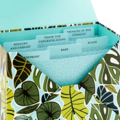 Hallmark Premium Assorted Handmade All-Occasion Cards In Leaf Print Organizer, Box Of 24 -Hallmark Bulk Handmade AllOccasion Cards in Storage Box 5EDX1107 09