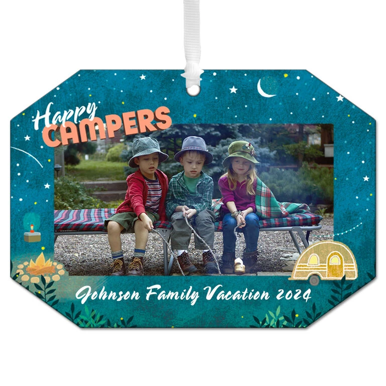 Hallmark Happy Campers Personalized Text And Photo Metal Ornament 1 Hallmark Happy Campers Personalized Text And Photo Metal Ornament