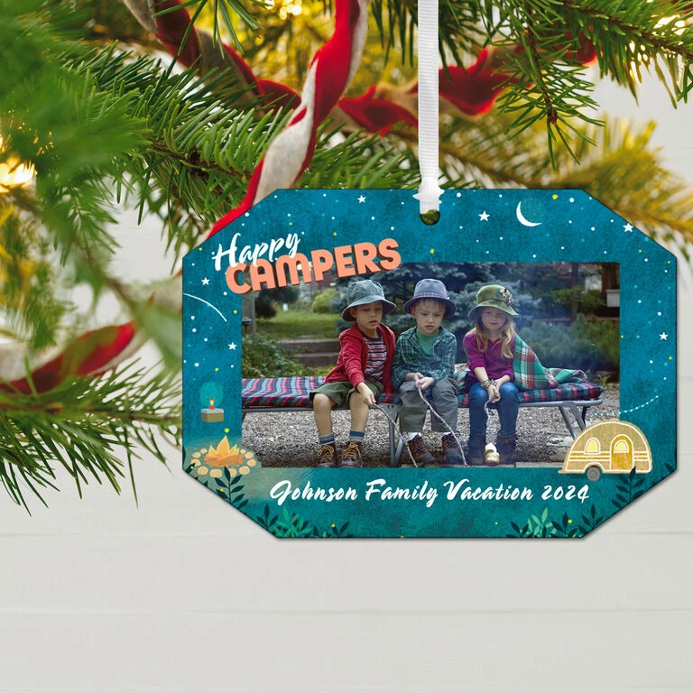 Hallmark Happy Campers Personalized Text And Photo Metal Ornament 2 Hallmark Happy Campers Personalized Text And Photo Metal Ornament - Image 2