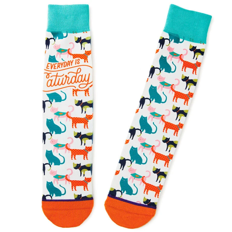 Hallmark Everyday Is Caturday Funny Crew Socks 1 Hallmark Everyday Is Caturday Funny Crew Socks