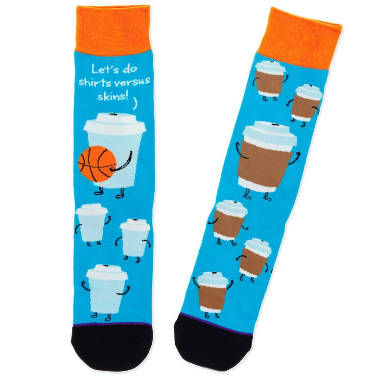 Hallmark Coffee Cups Playing Basketball Funny Crew Socks 1 Hallmark Coffee Cups Playing Basketball Funny Crew Socks