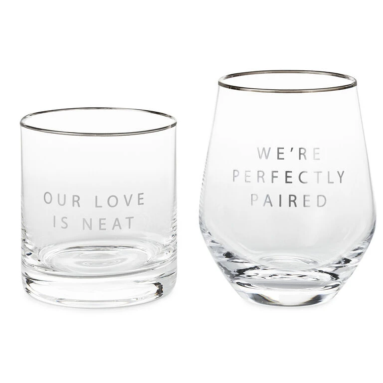 Hallmark Lowball And Stemless Wine Glass, Set Of 2 1 Hallmark Lowball And Stemless Wine Glass, Set Of 2