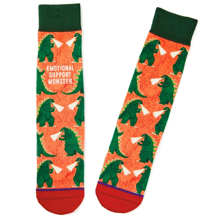 Hallmark Emotional Support Monster Funny Crew Socks 1 Hallmark Emotional Support Monster Funny Crew Socks
