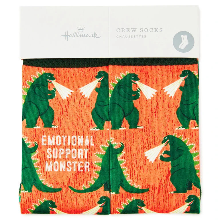 Hallmark Emotional Support Monster Funny Crew Socks 2 Hallmark Emotional Support Monster Funny Crew Socks - Image 2