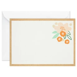 Hallmark Ivory Floral Flat Note Cards In Caddy, Box Of 40 -Hallmark Floral SinglePanel Note Cards With Caddy 3CNT5048 04