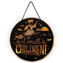 Hallmark Disney Hocus Pocus I Smell Children Porch Decor With Light 7 Hallmark Disney Hocus Pocus I Smell Children Porch Decor With Light -Hallmark Hocus Pocus LightUp Metal Door Sign 1HGN1526 04