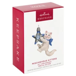 Hallmark Mischievous Kittens Special Edition 25th Anniversary Ornament 9 Hallmark Mischievous Kittens Special Edition 25th Anniversary Ornament -Hallmark Kitten With 25th Star Keepsake Ornament 1799QXE3327 04