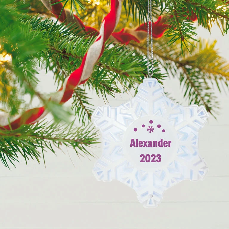 Hallmark Magic Sparkling Snowflake Block Text Personalized Ornament With Light 2 Hallmark Magic Sparkling Snowflake Block Text Personalized Ornament With Light - Image 2