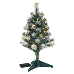 Hallmark Mini Flocked Pre-Lit Christmas Tree, 18.75" -Hallmark Miniature Flocked PreLit Keepsake Christmas Tree 2999QSB6339 06