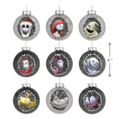 Hallmark Disney Tim Burton's The Nightmare Before Christmas Halloween Town Glass Ornaments, Set Of 9 -Hallmark Nightmare Before Christmas Glass Ball Keepsake Ornaments 2999QSB6289 03