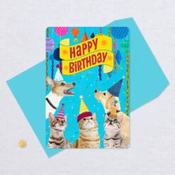 Hallmark 16" Party Cats And Dogs Jumbo Birthday Card From All -Hallmark Party Cats Dogs Birthday Card From Us 1299CBG3004 05