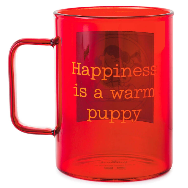 Hallmark Peanuts® Happiness Is A Warm Puppy Glass Mug, 20 Oz. 2 Hallmark Peanuts® Happiness Is A Warm Puppy Glass Mug, 20 Oz. - Image 2