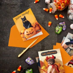 Hallmark Pet Puns Boxed Halloween Cards Assortment, Pack Of 48 -Hallmark Pet Puns Boxed Halloween Cards Assortment 5ELT1013 06