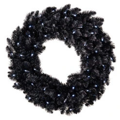 Hallmark Black Pre-Lit Wreath, 30"