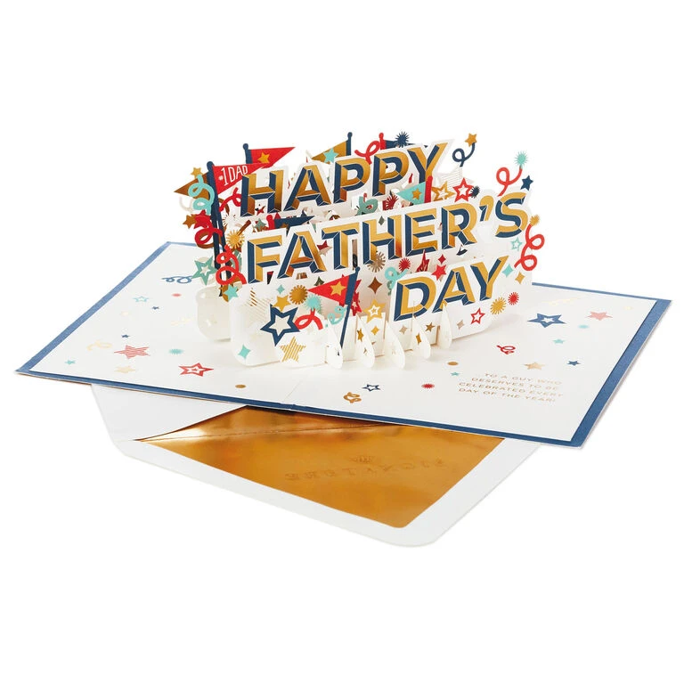 Hallmark Celebrate Stars And Pennants 3D Pop-Up Father's Day Card 2 Hallmark Celebrate Stars And Pennants 3D Pop-Up Father's Day Card - Image 2