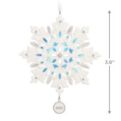 Hallmark Snowflake 2023 Porcelain Ornament -Hallmark White Blue and Silver Snowflake Keepsake Ornament 1999QGO2957 03